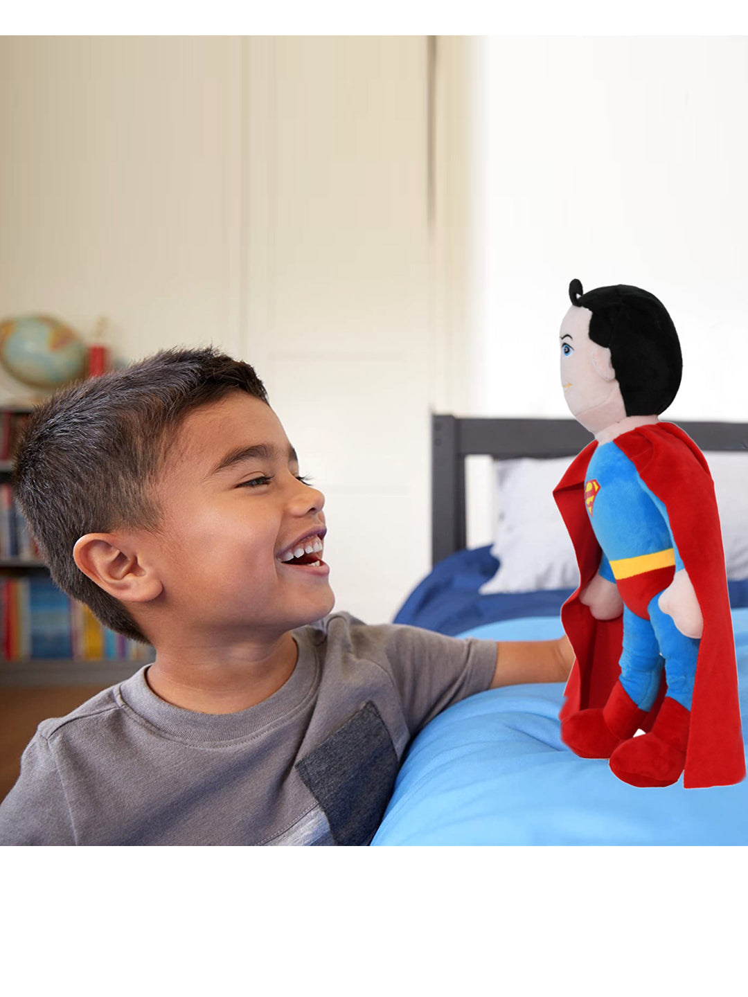 Mirada Plush Stuffed Blue Standing Superman Soft Toy - 45cm