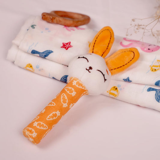 Mirada Bunny Rattle Soft Toy – 18cm