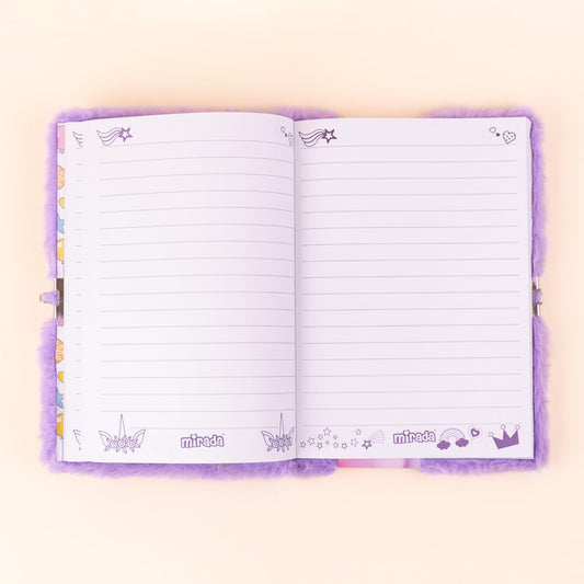 Mirada Whimsical Unicorn Plush Notebook with Lock