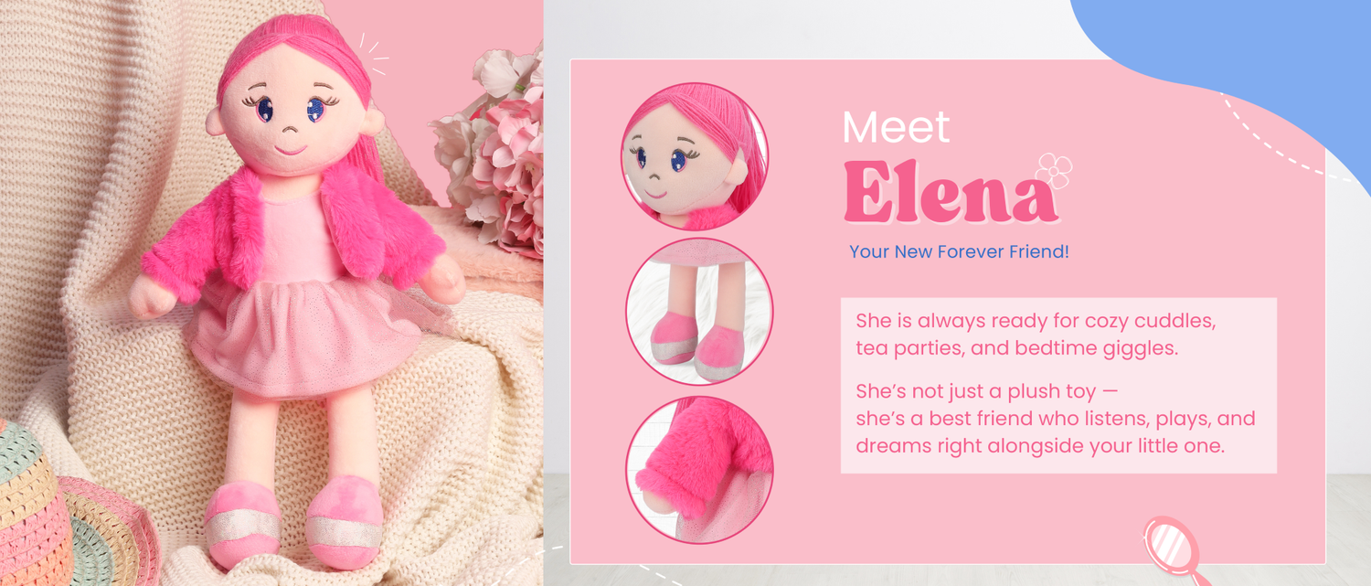 Mirada Elena Rag Doll Toy with Pink Jacket – 42cm