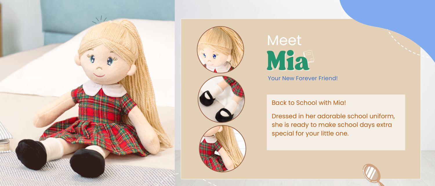 Mirada School Girl Rag Doll Toy – 38cm