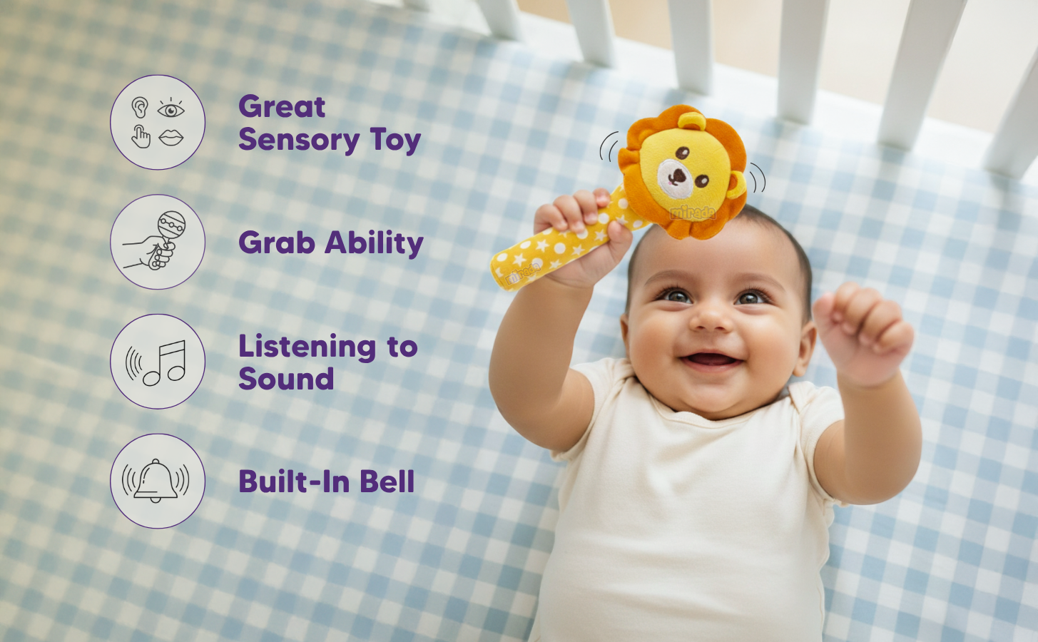 Mirada Lion Rattle Toy – 18cm