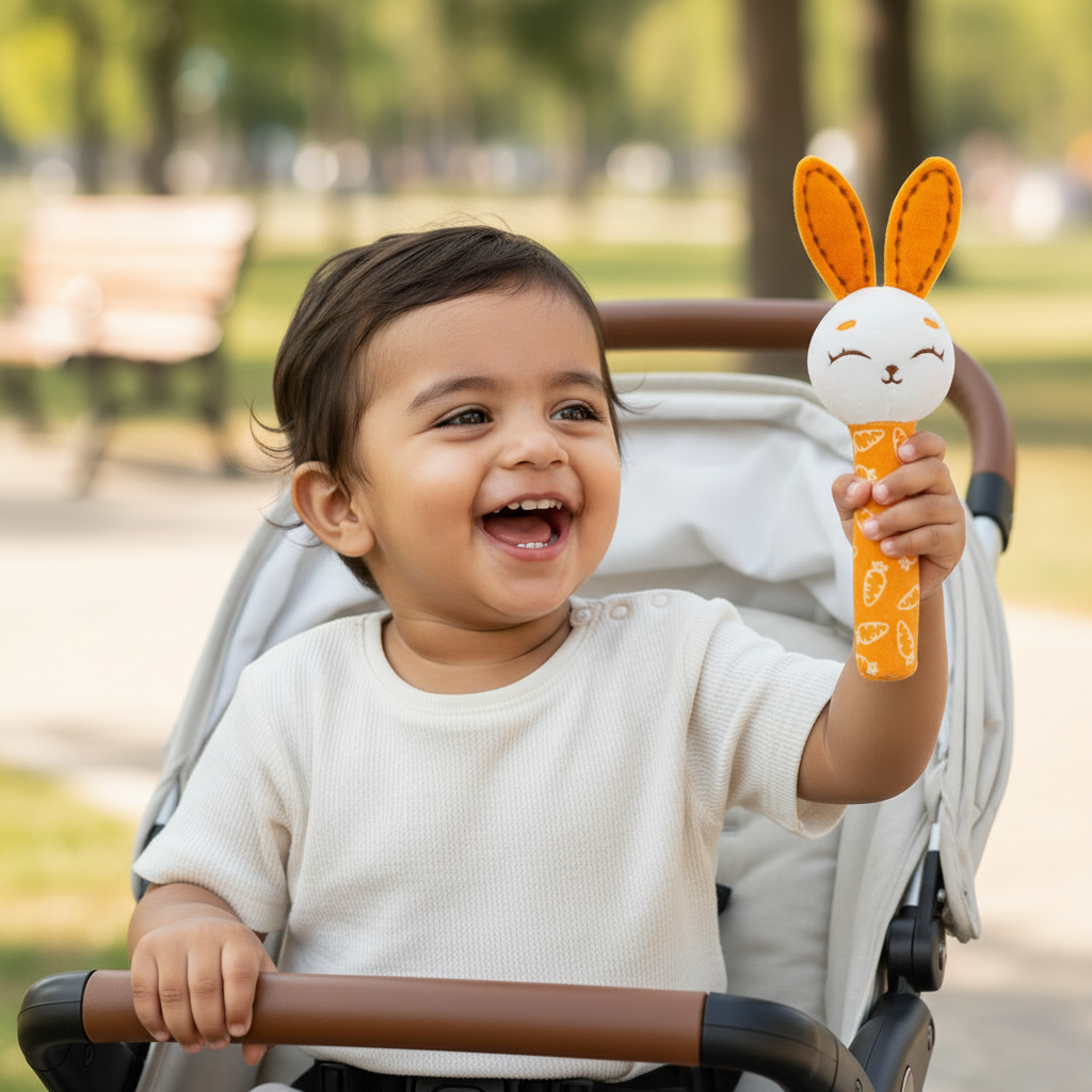 Mirada Bunny Rattle Soft Toy – 18cm
