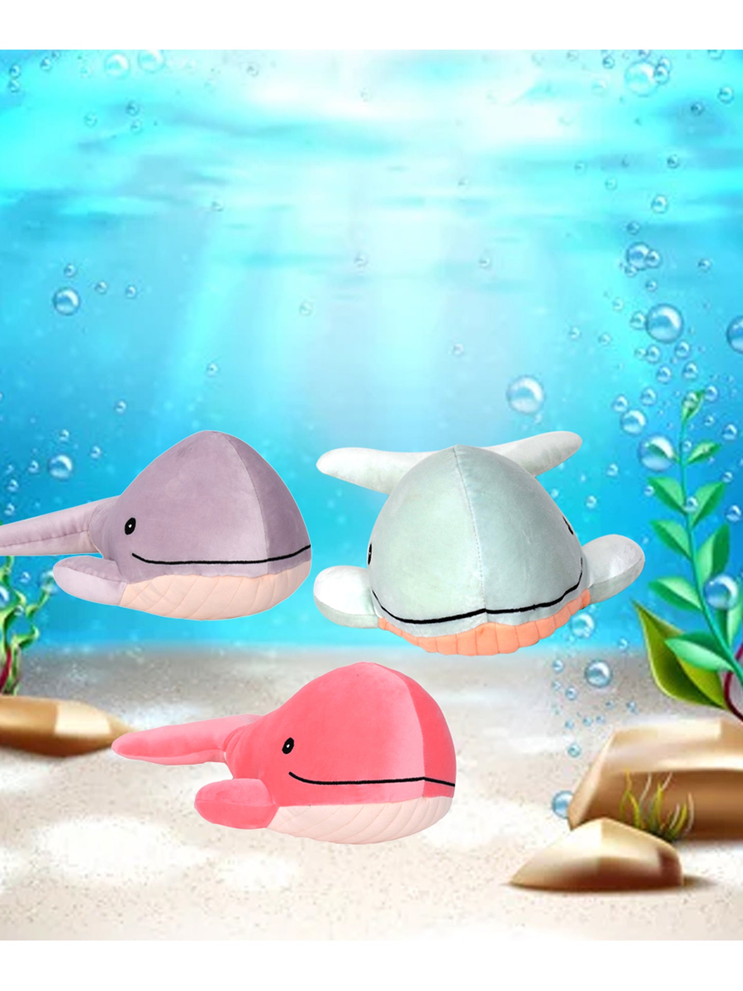 Mirada Big Floppy Plush Stuffed Whale Soft Toy -Cyan(47cm)