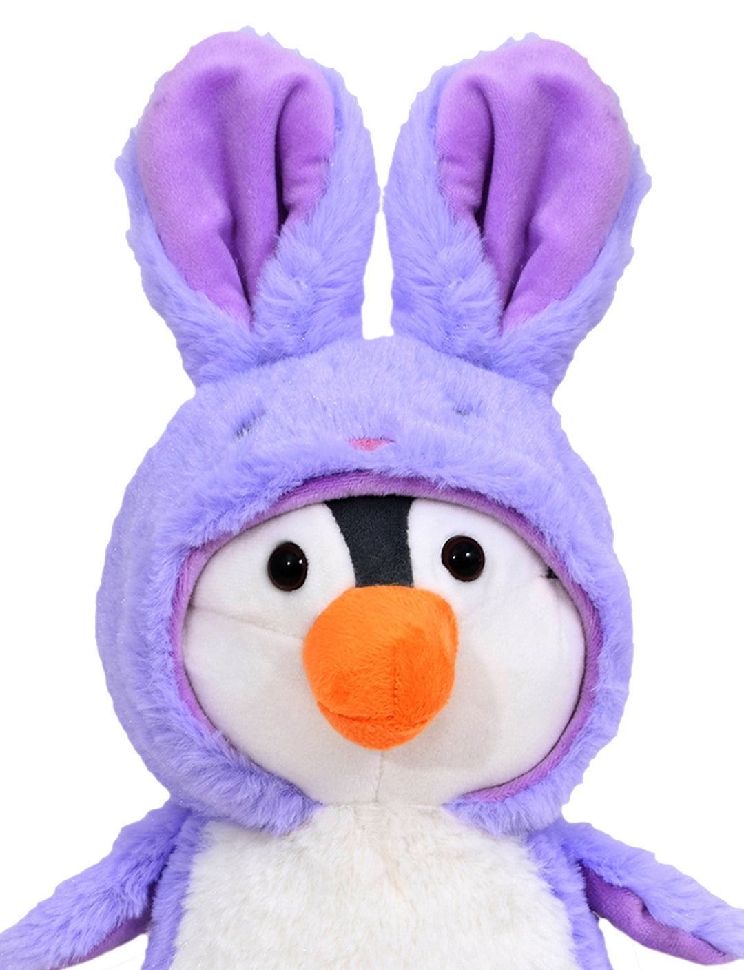 Mirada Purple Bunny Cute Plush Hoodie Penguin Stuffed Soft Toy - 23 cm