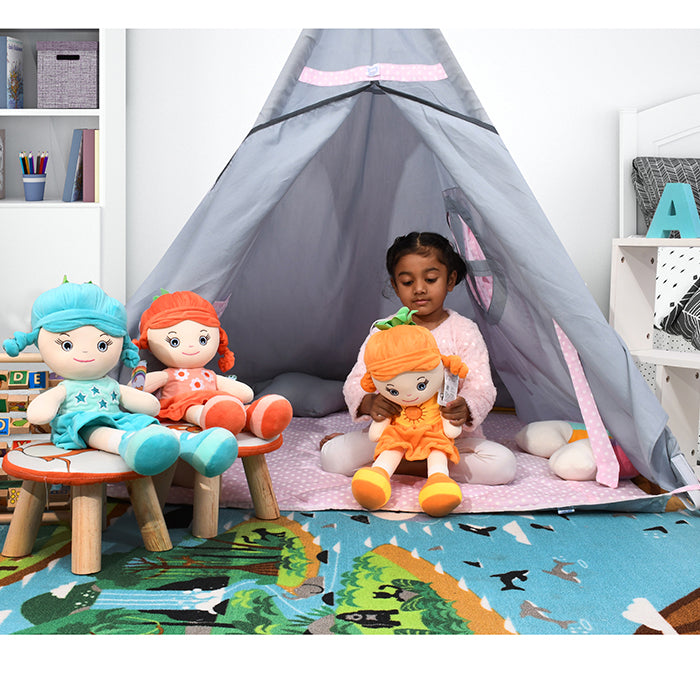 Mirada Orange Plush Stuffed Cute Huggable Heart Girl Big Doll Soft Toy - 50 cm