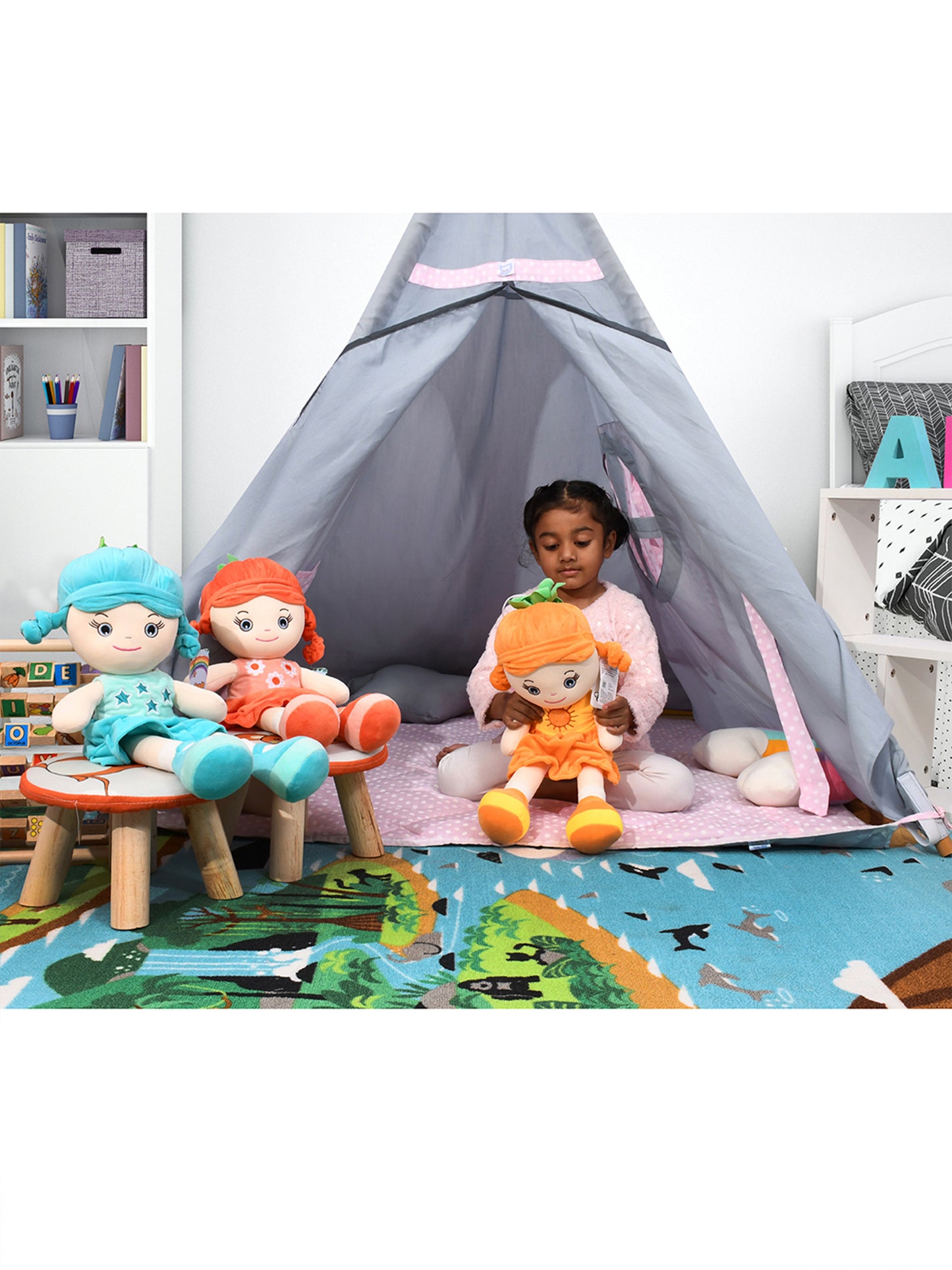 Mirada Warm Red Plush Stuffed Cute Huggable Heart Girl Big Doll Soft Toy - 50 cm