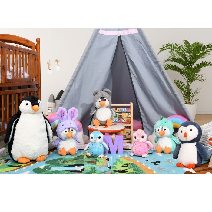 Mirada Blue Foil Cute Plush Penguin with Glitter Eye Stuffed Soft Toy - 18 cm