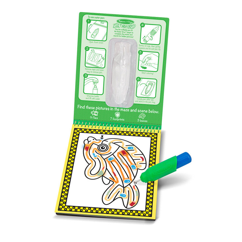 Melissa & Doug On the Go Water Wow! Pet Mazes Activity Pad (Reusable Water-Reveal Coloring Book, Refillable Water Pen)