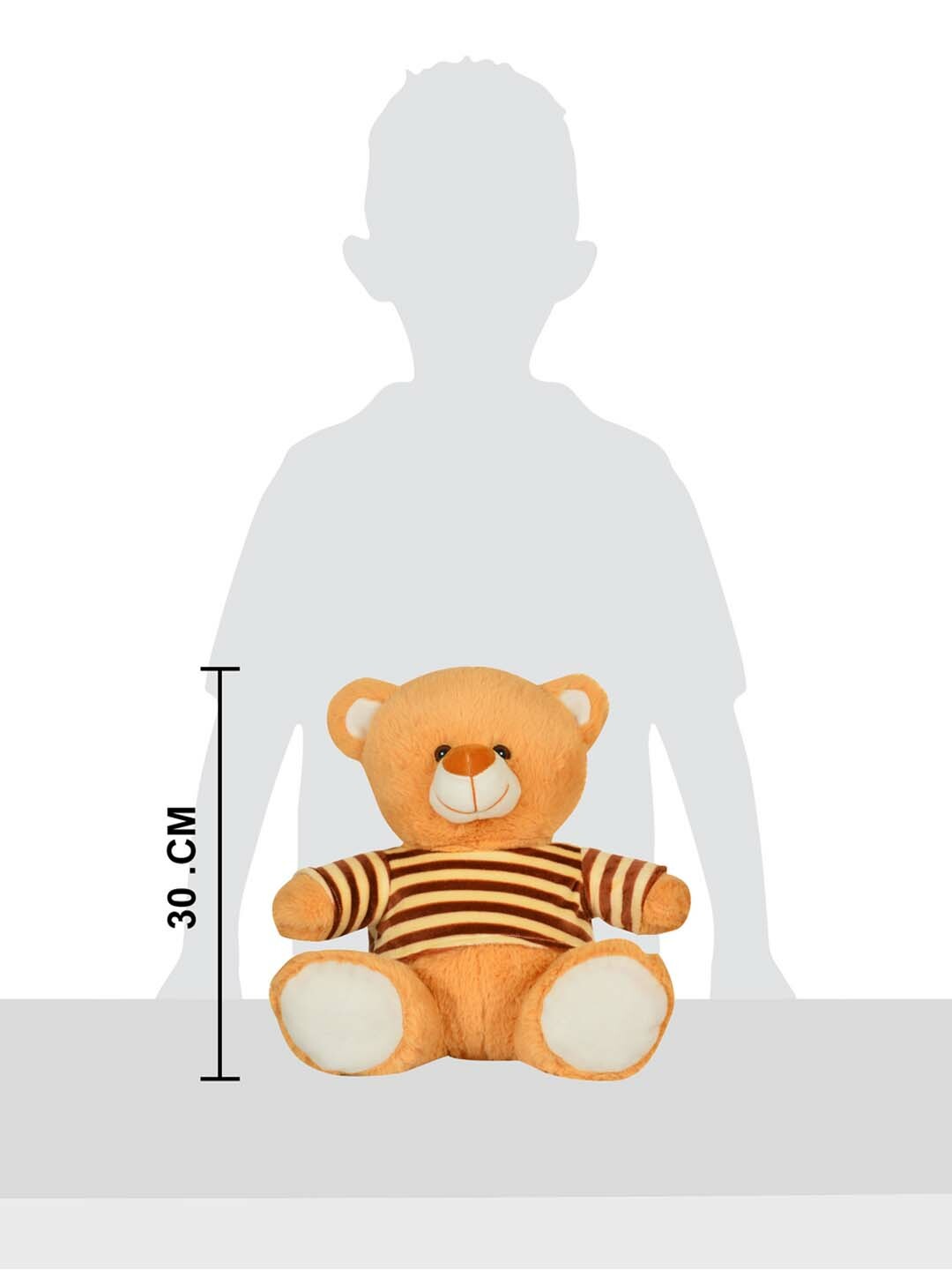 Mirada Brown Sitting Brown Strip Dress Teddy Bear Soft Toy - 30cm