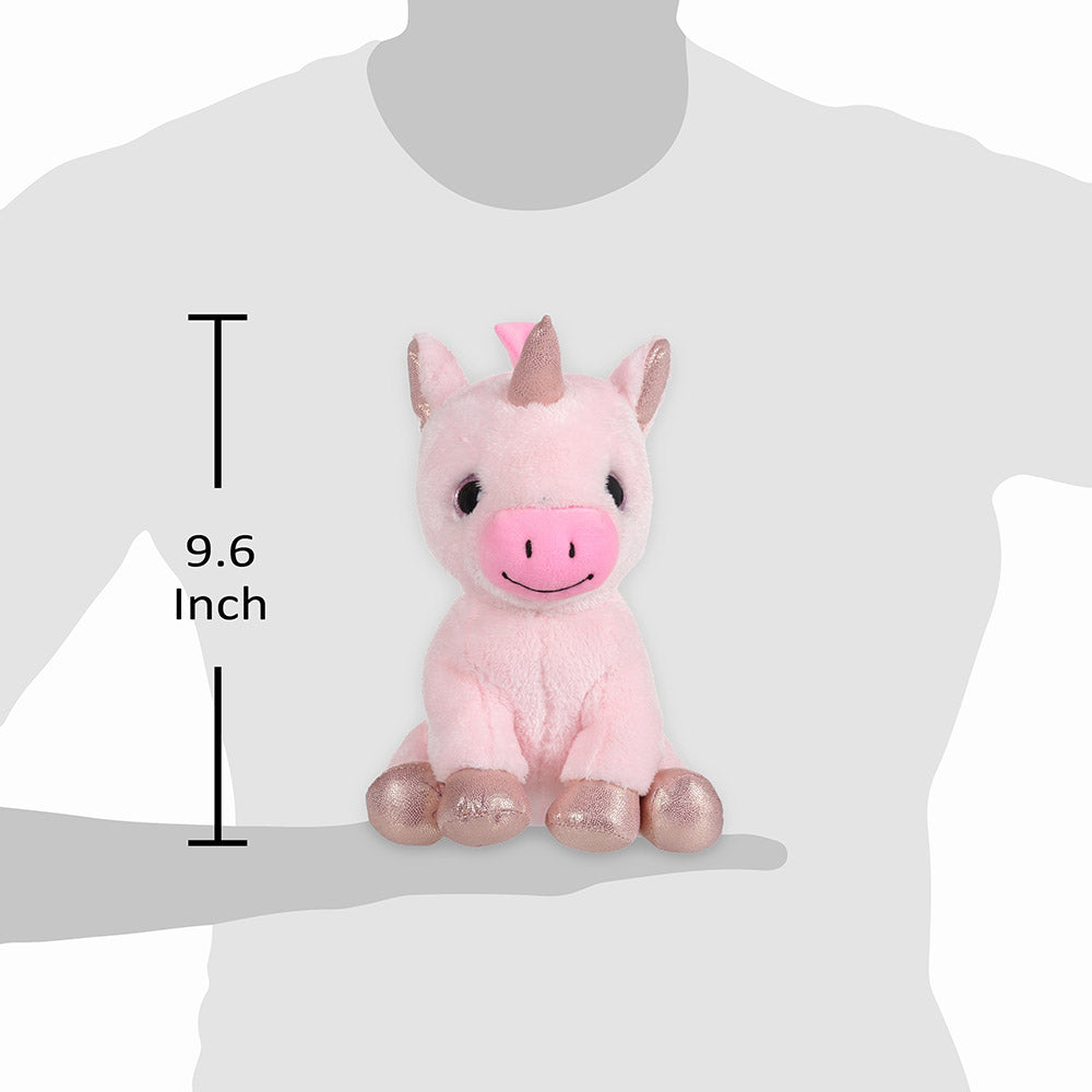 Mirada Floppy Stuffed Baby Unicorn Soft Toy with Glitter Horn Plush Toy -Pink(25cm)