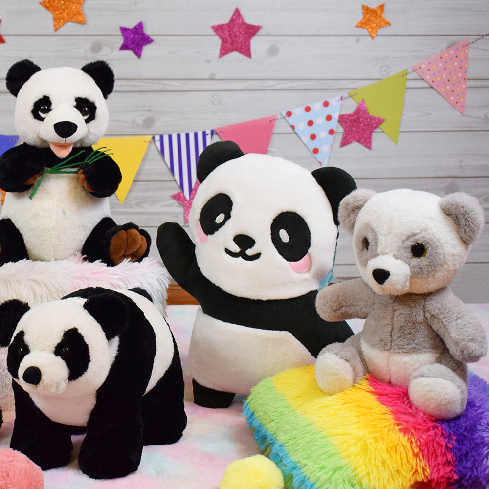 Mirada Grey Cute Plush Stuffed Glitter Eye Panda Soft Toy - 25 cm