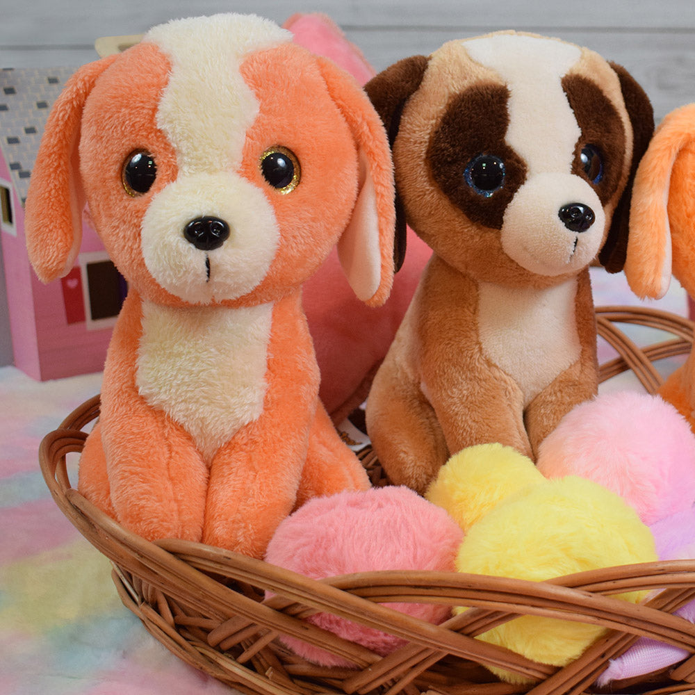 Mirada Plush Stuffed Animal Tie Dye Orange Cute Dog Soft Toy with Glitter Eyes - 25cm