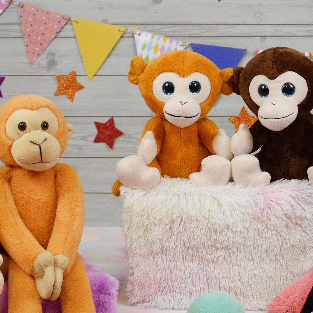 Mirada Light Brown Plush Stuffed Toy Glitter Eye Monkey Soft Toy - 25cm