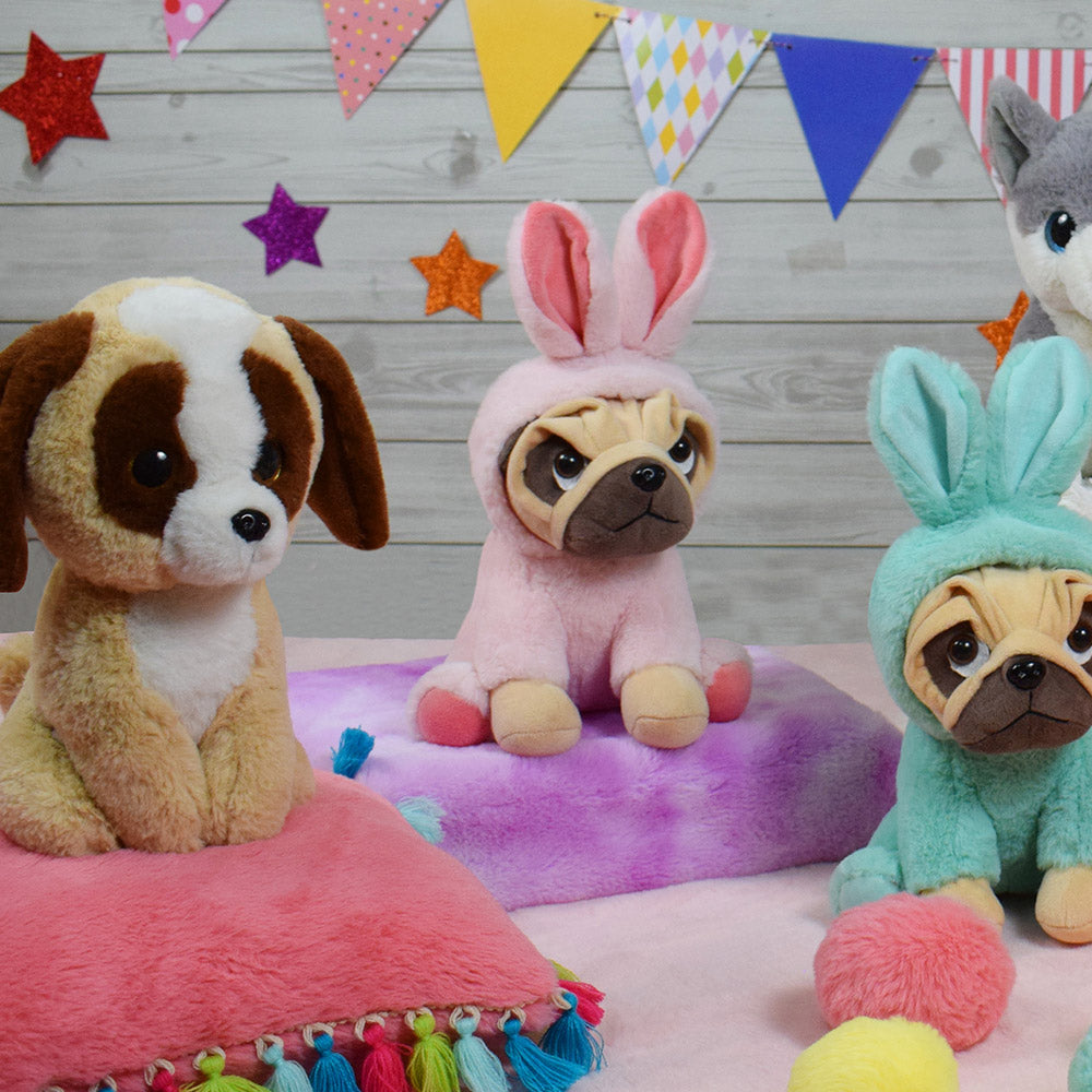 Mirada Plush Stuffed Beige Glitter Eyes Dog Soft Toy - 25cm