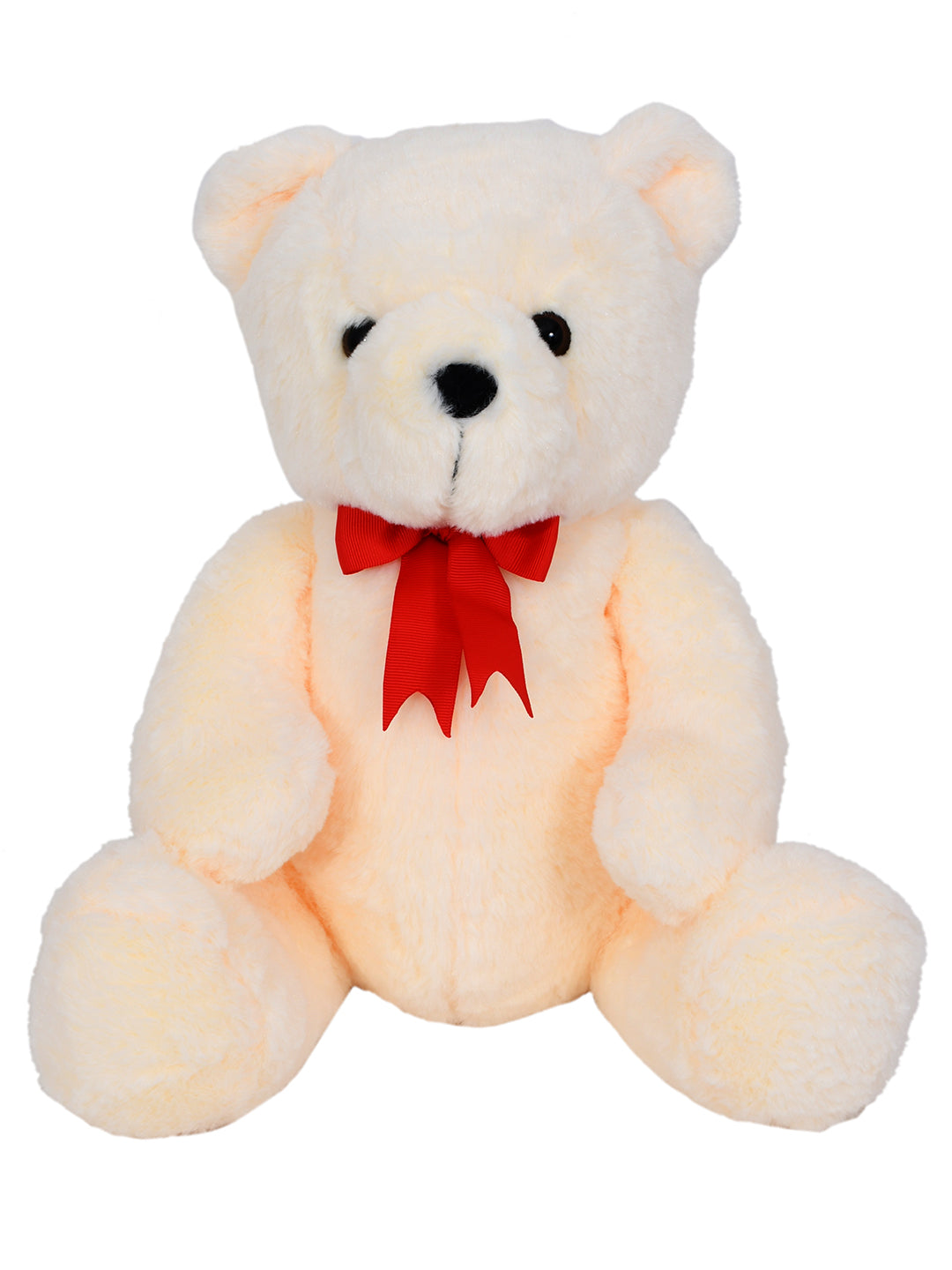 Mirada Plush Stuffed Biege Bear Soft Toy with Red Bow - 35cm
