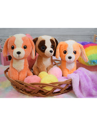 Mirada Plush Stuffed Animal Tie Dye Orange Cute Dog Soft Toy with Glitter Eyes - 25cm
