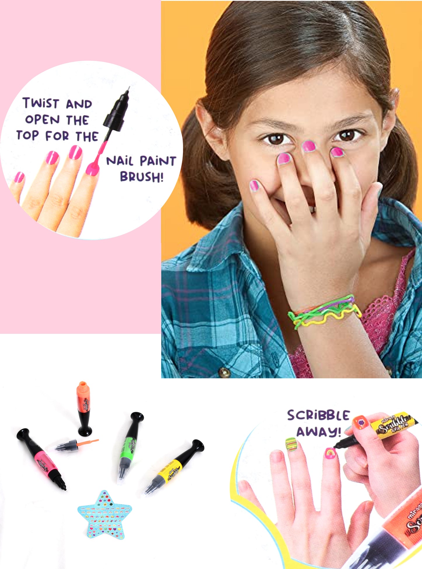 Mirada Glow in the Dark Scribble Nail Pen Nail Art Kit for Girl