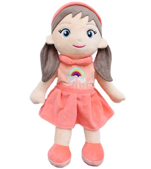 Mirada Rainbow Peach Rag Doll Soft Toy - 38cm