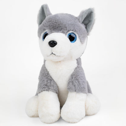 Mirada Glitter Eye Husky Dog Toy - Light Grey – 25cm