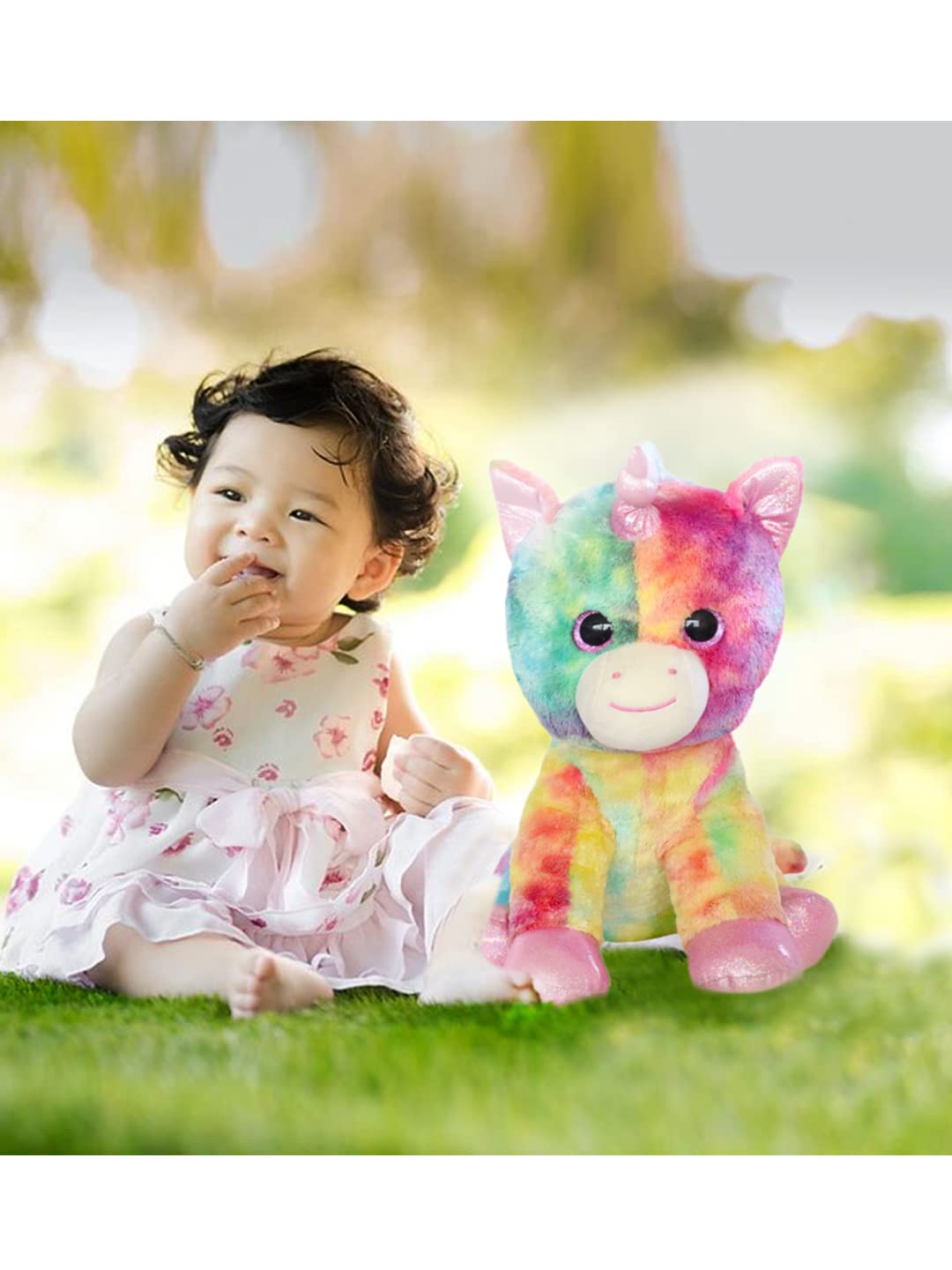 Mirada Dark Multicolor Glitter Eye Unicorn Soft Toy - 42cm
