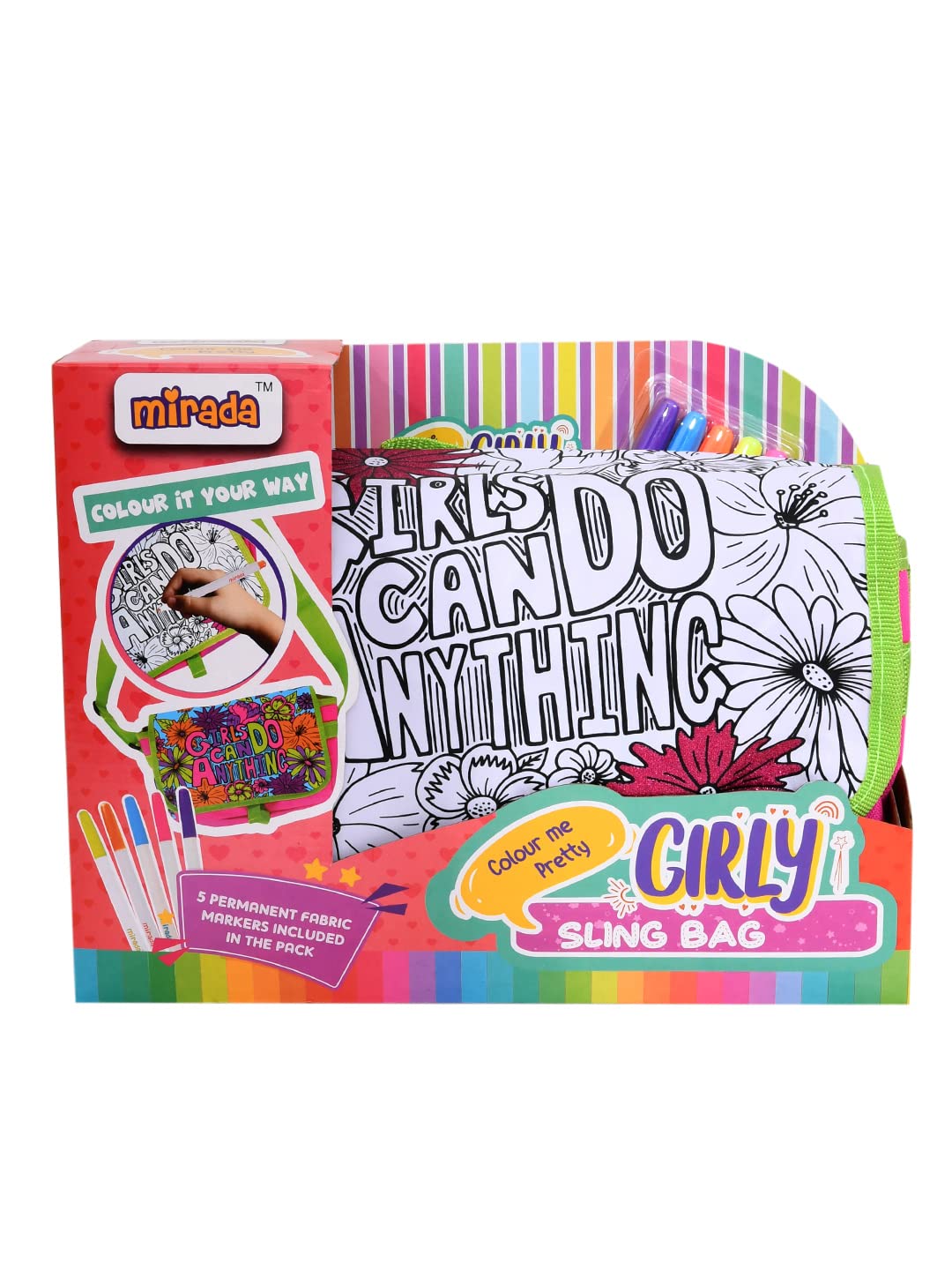 Mirada Girls Color Your Own Girlie Clutch Sling Purse, Multicolour