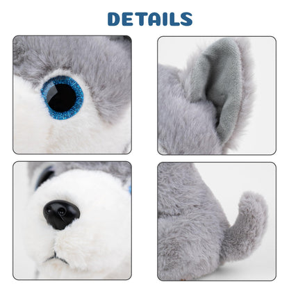 Mirada Glitter Eye Husky Dog Toy - Light Grey – 25cm