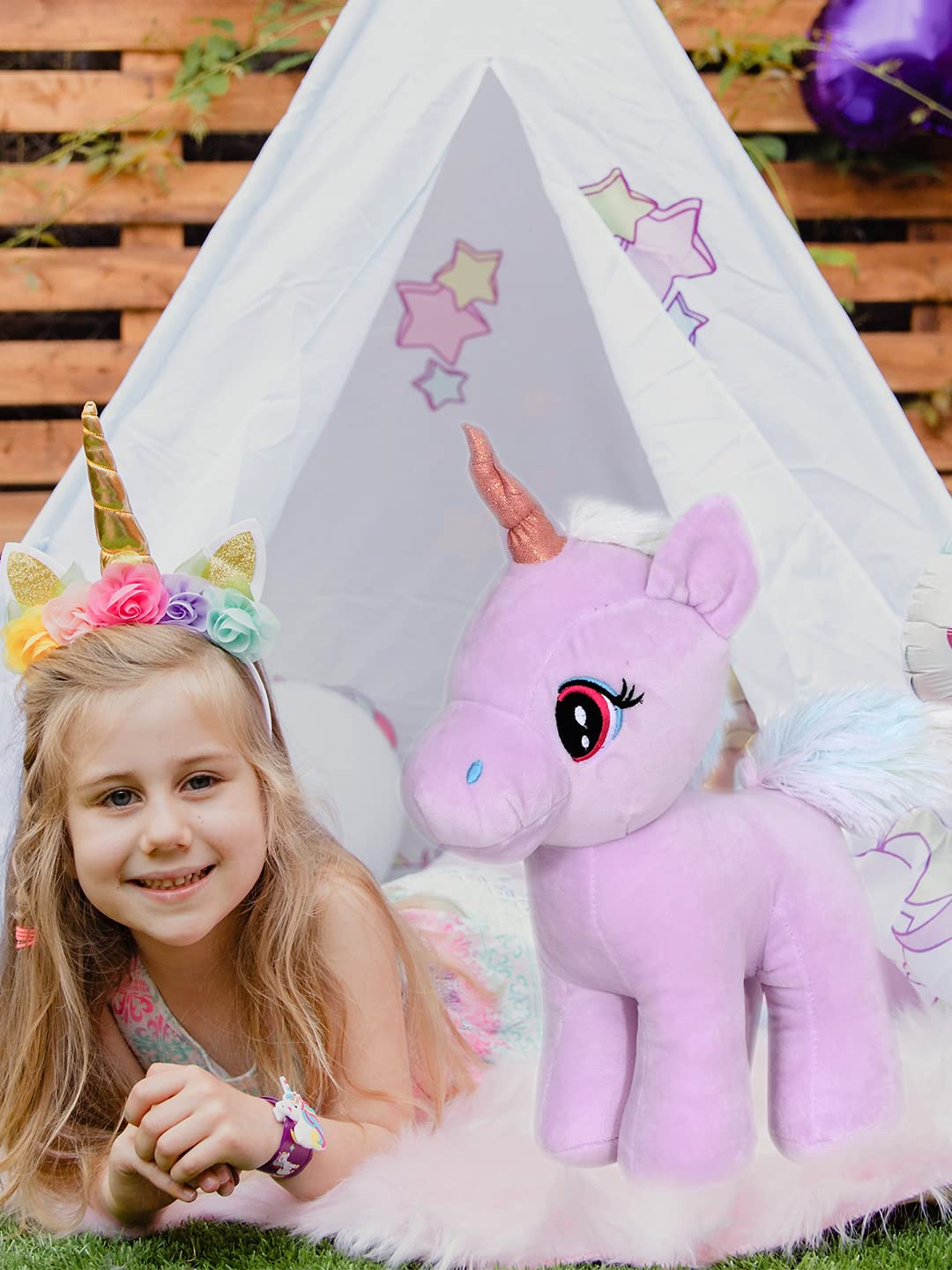 Mirada Purple Standing Unicorn Soft Toy - 29cm
