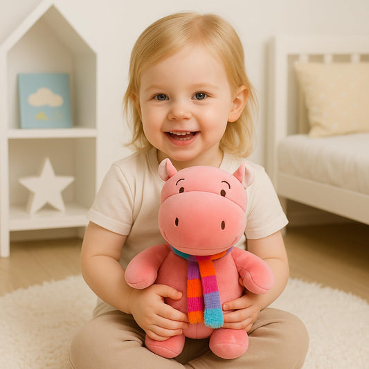 Mirada Hippo with Scarf Toy - Coral – 25cm