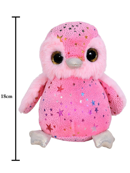 Mirada Pink Foil Glitter Eye Penguin Soft Toy - 18cm