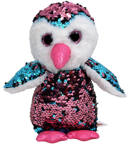 Mirada Blue Sequin Glitter Eye Owl Soft Toy - 23cm