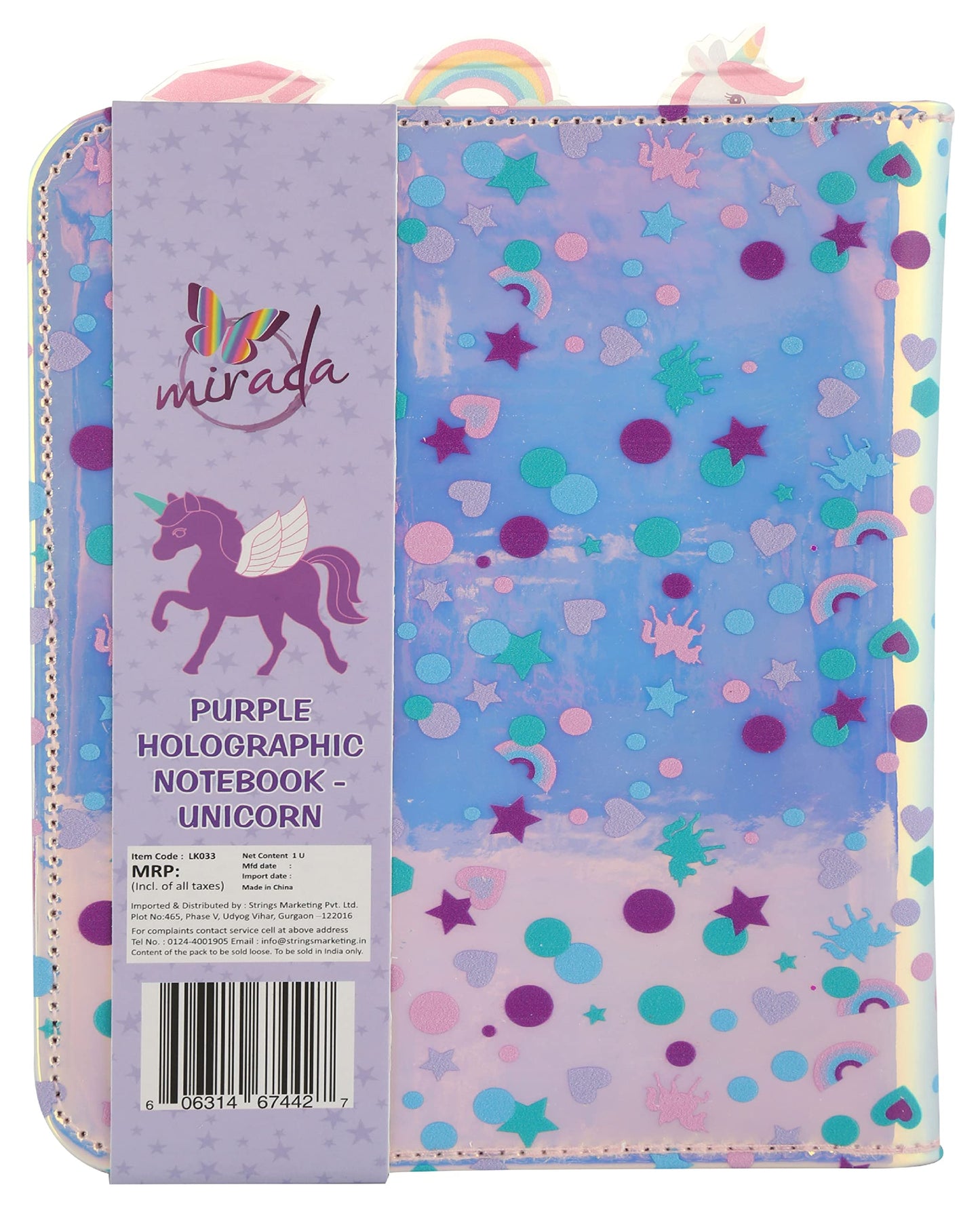 Mirada PURPLE HOLOGRAPHIC NOTEBOOK - UNICORN