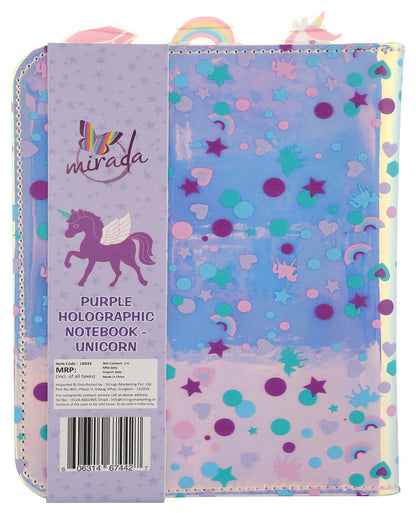 Mirada PURPLE HOLOGRAPHIC NOTEBOOK - UNICORN