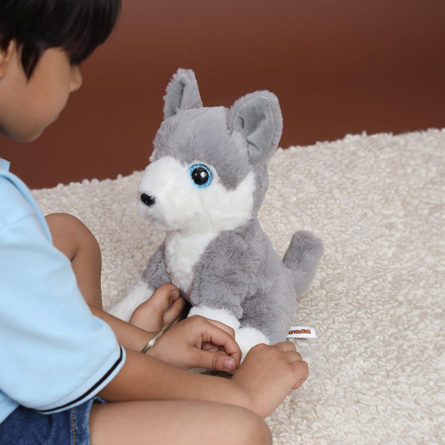 Mirada Grey Glitter Eye Husky Dog Soft Toy - 25cm