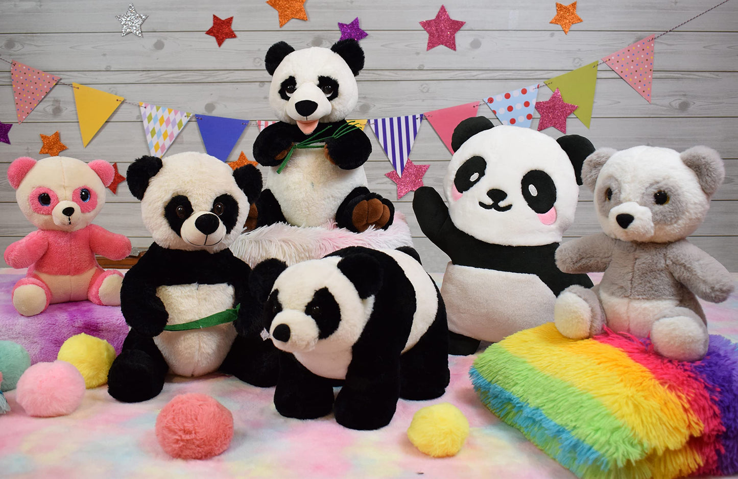 Mirada Pink Glitter Eye Panda Soft Toy - 25cm