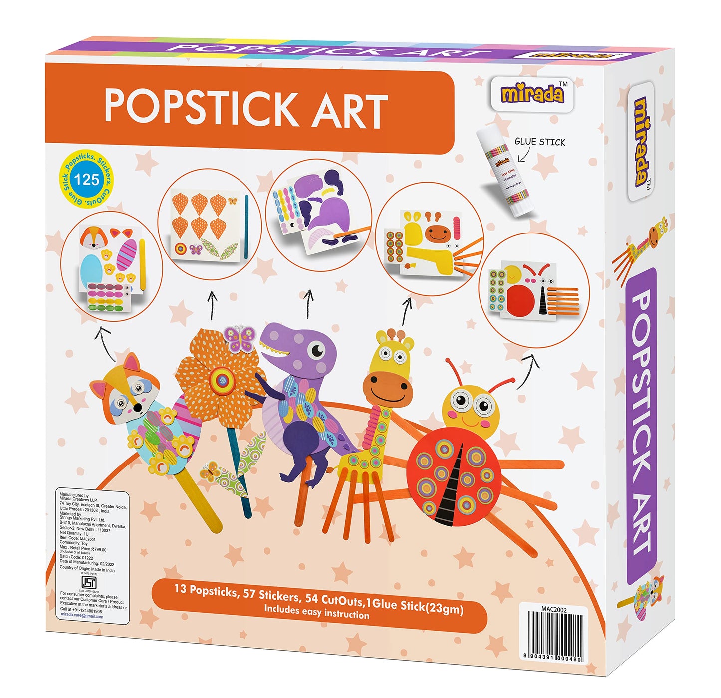 Mirada Art & Craft POPSTICK Art, Ideal Gift Set, 6+