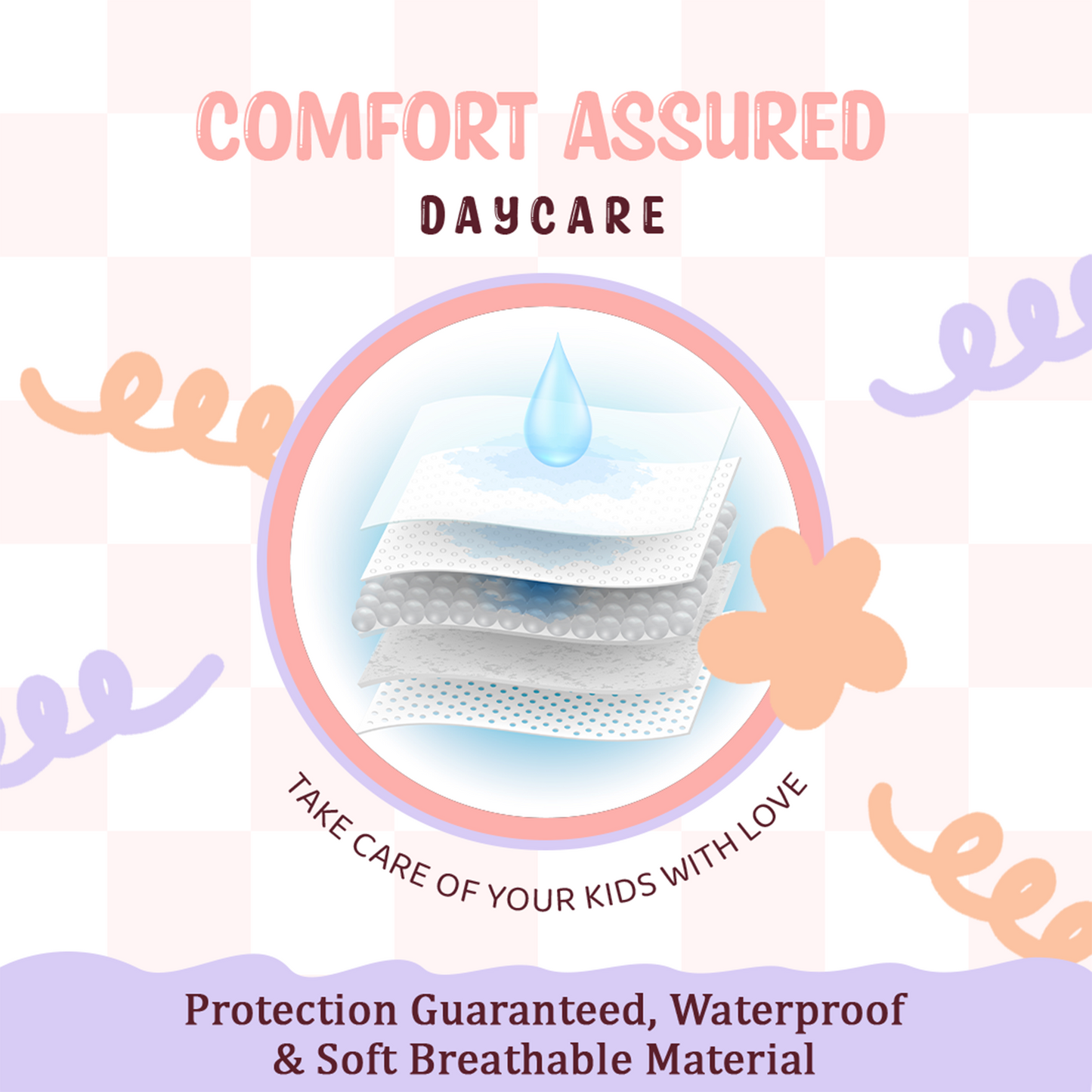 Mirada Waterproof Reusable Absorbent Dry Sheet (Maroon, Medium, 100cm x 70cm)
