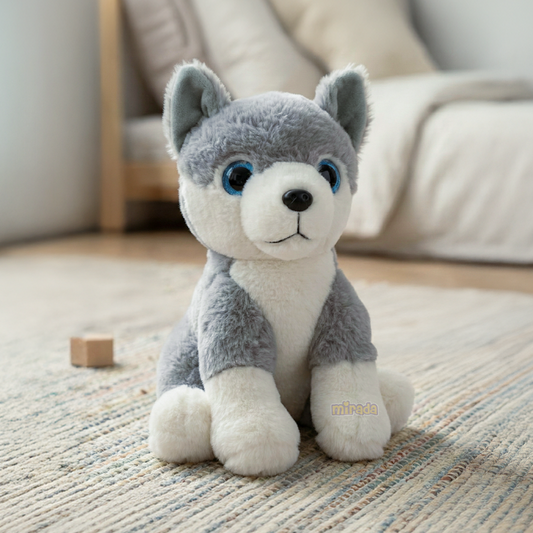Mirada Glitter Eye Husky Dog Toy - Light Grey – 25cm
