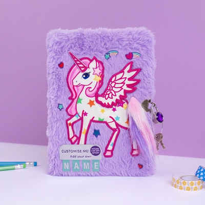 Mirada Whimsical Unicorn Plush Notebook with Lock