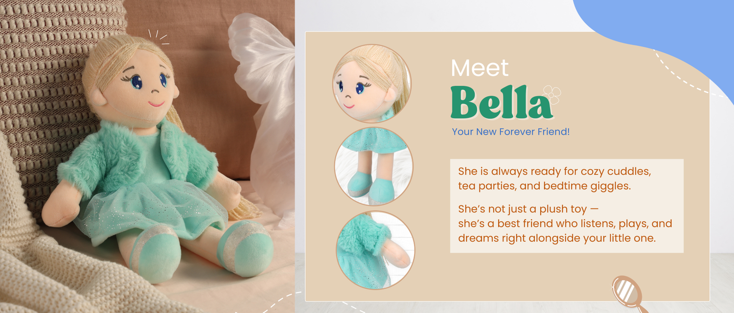Mirada Bella Rag Doll Toy with Green Jacket – 42cm
