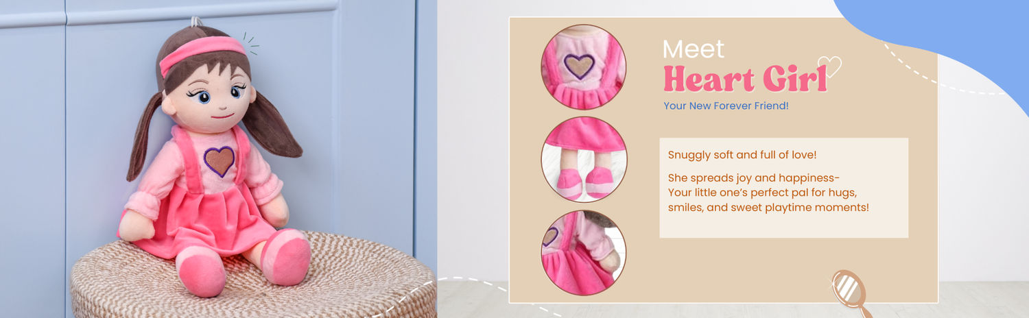 Mirada Heart Pink Rag Doll Toy – 38cm