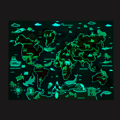 Mirada Glow in the Dark World Animals Map