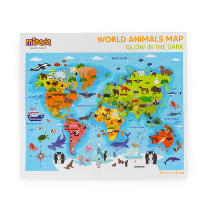 Mirada Glow in the Dark World Animals Map