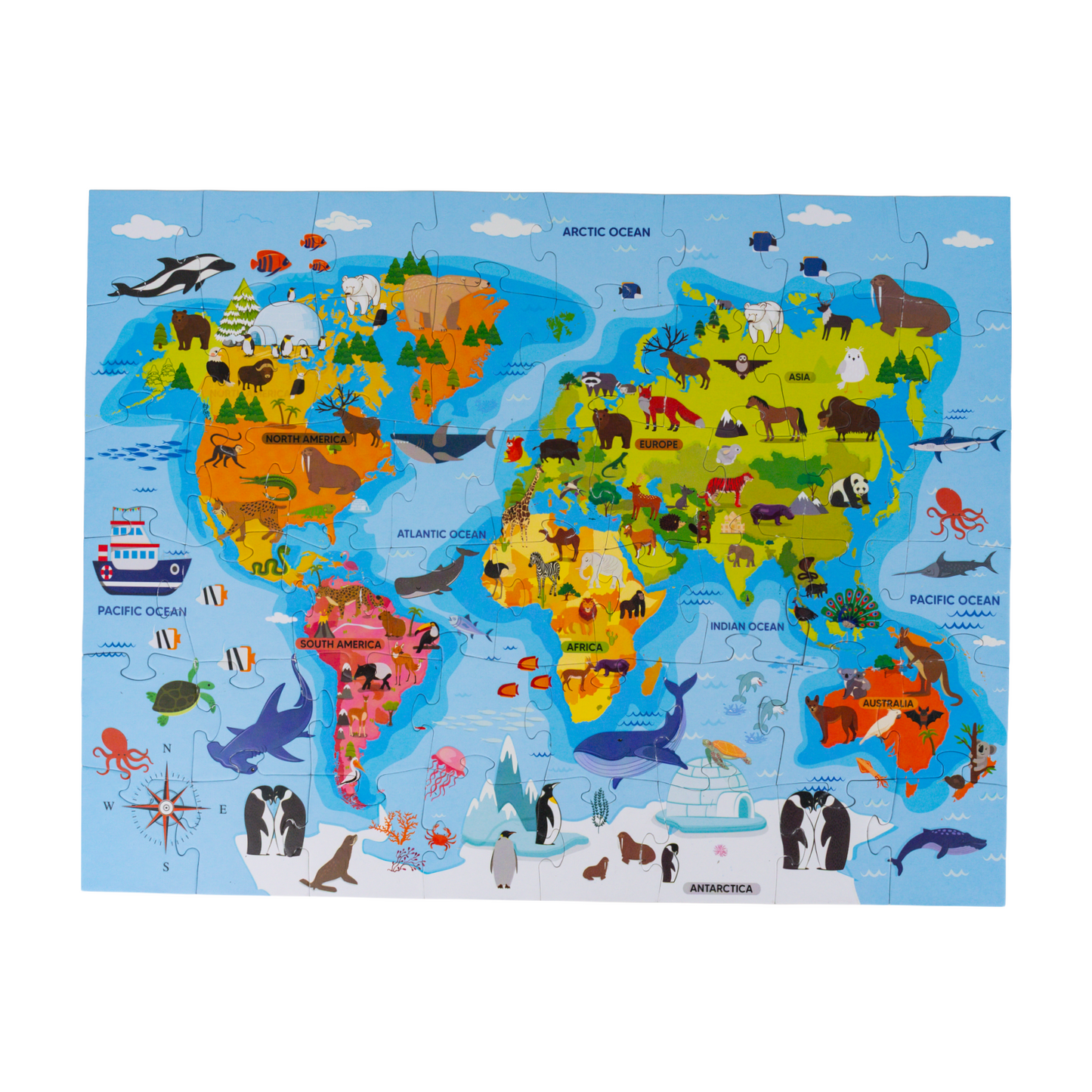 Mirada Glow in the Dark World Animals Map