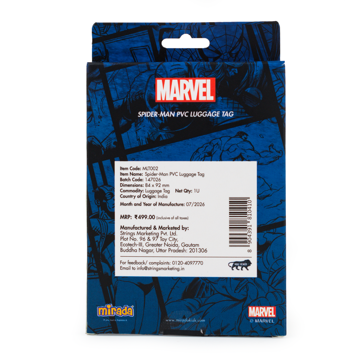 Mirada Marvel Spiderman Luggage Tag