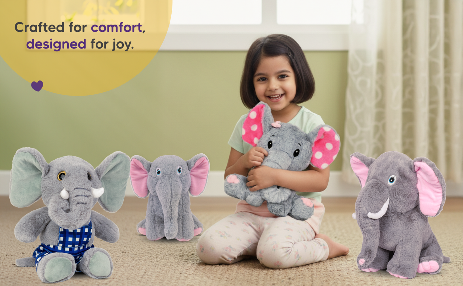 Mirada Elephant Polka Dot Toy - Pink – 25cm