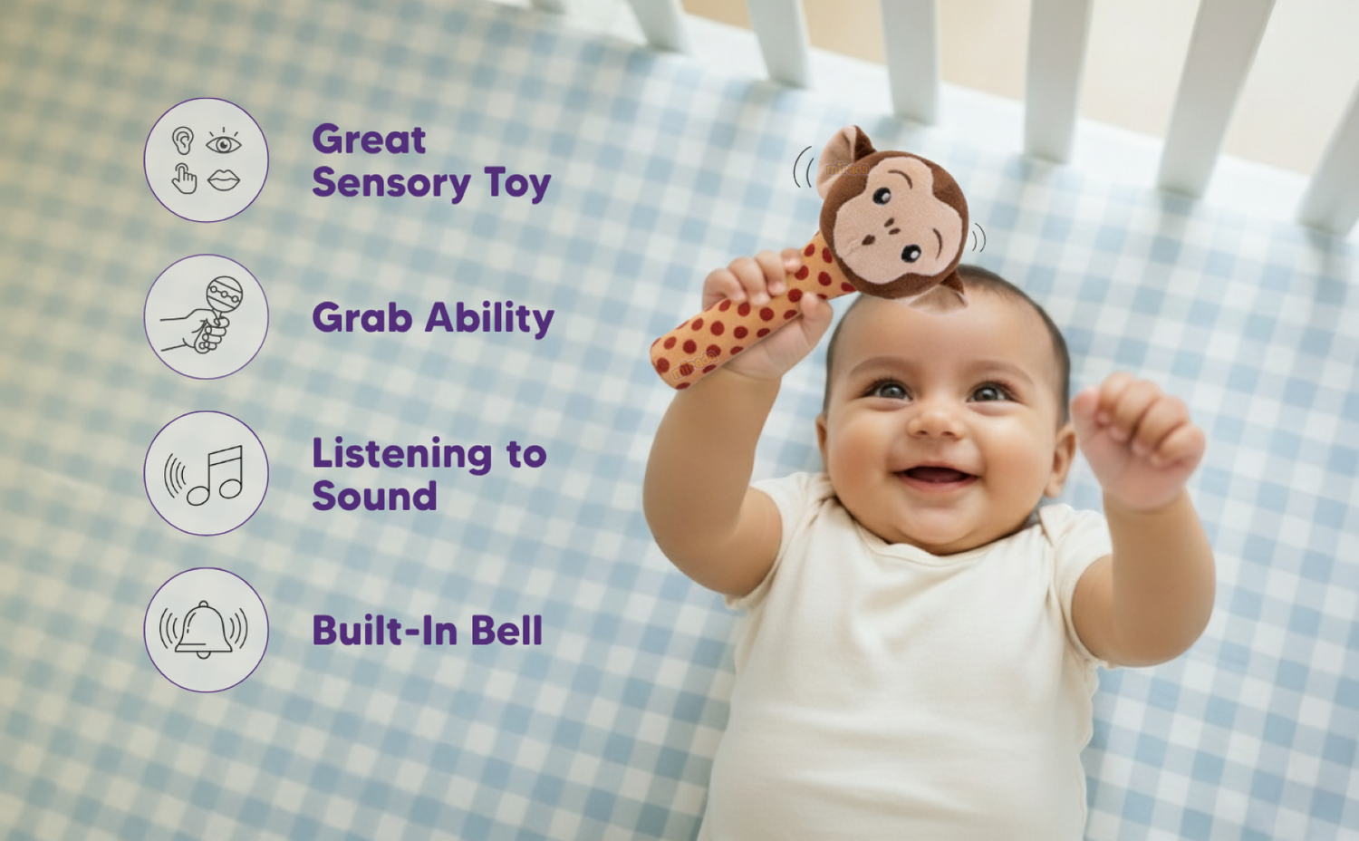 Mirada Monkey Rattle Toy – 18cm