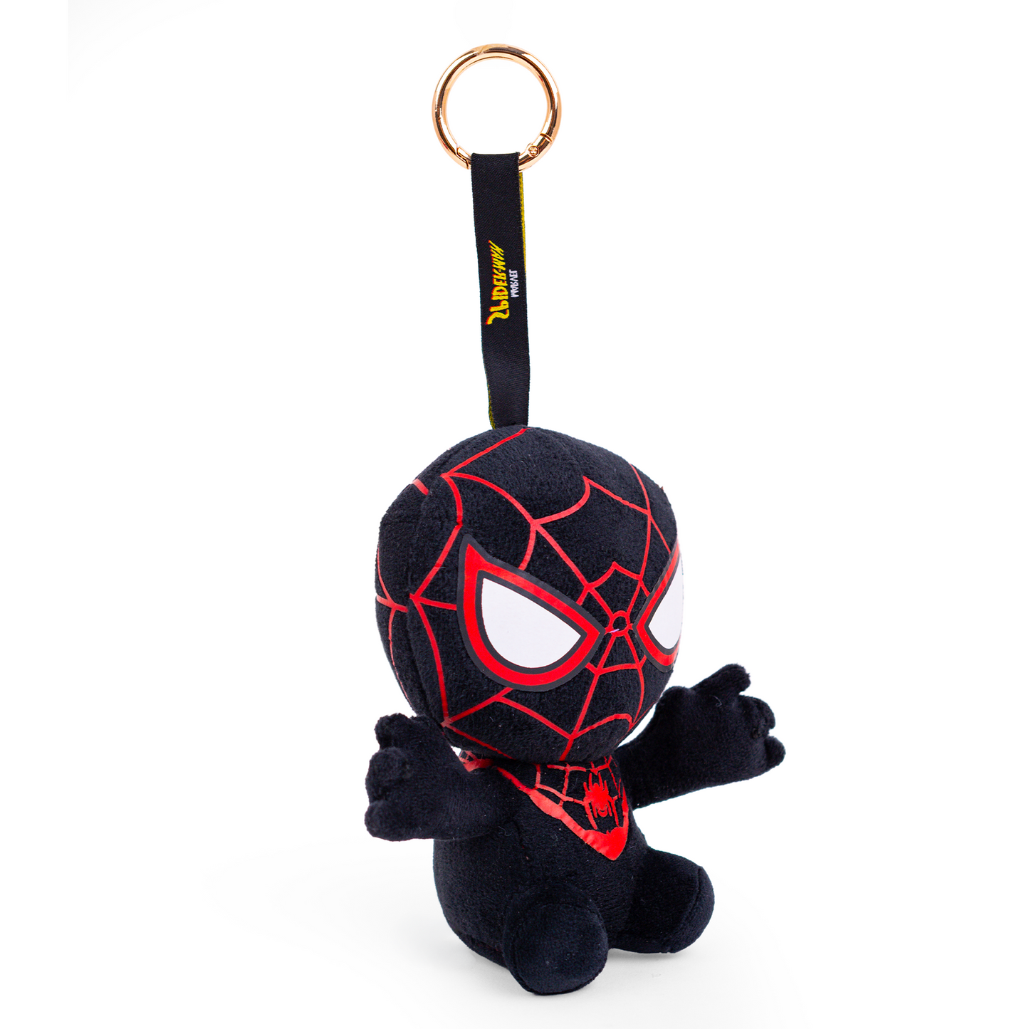 Mirada Marvel Black Spider-Man Bag Clip Plush Toy – 12cm | Official Licensed Mini Soft Symbiote Suit Keychain for Kids & Boys | Cute Clip-On Character Toy | Great Gift for School Bags & Return Gifts