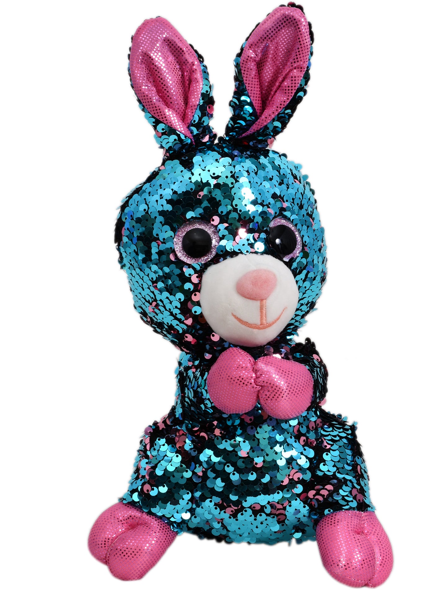 Mirada Blue Sequin Cute Plush Bunny with Glitter Eye Stuffed Soft Toy - 23 cm