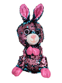 Mirada Blue Sequin Cute Plush Bunny with Glitter Eye Stuffed Soft Toy - 23 cm